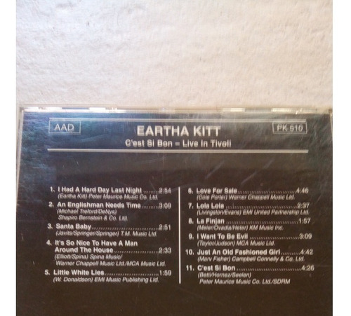 Eartha Kitt - C´est Si Bon Live In Tivoli - Cd / Kktus (Usado)