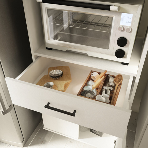Mueble Rack De Cocina Porta Microondas Y Grill Blanco Oferta