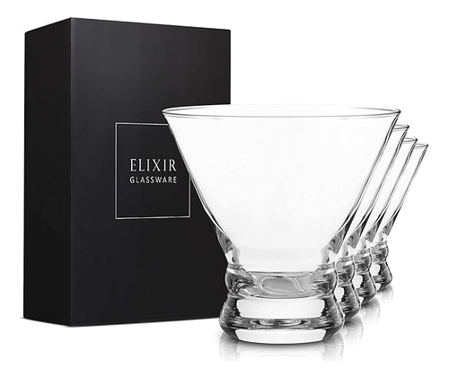 Elixir Glassware Juego 4 Vasos Martini Sin Tallo Copas Marti