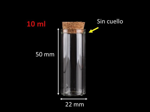 60 Frascos 22x50mm 10ml De Vidrio Liso Con Corcho 