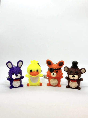 Set 4 Llaveros Fnaf Estilo Crochet Impreso En 3d