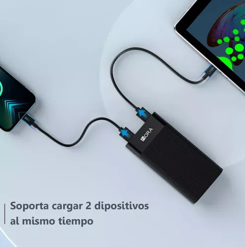 Power Bank 20000mah Bateria Portatil Con Pantalla Led 1hora Negro