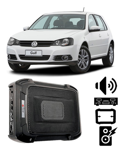 Caixa Som Volkswagen Golf 2007 A 2013 350w Rms Amplificada