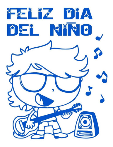 Vinilo Decorativo Día Del Niño Musica Vidriera Pared Grande