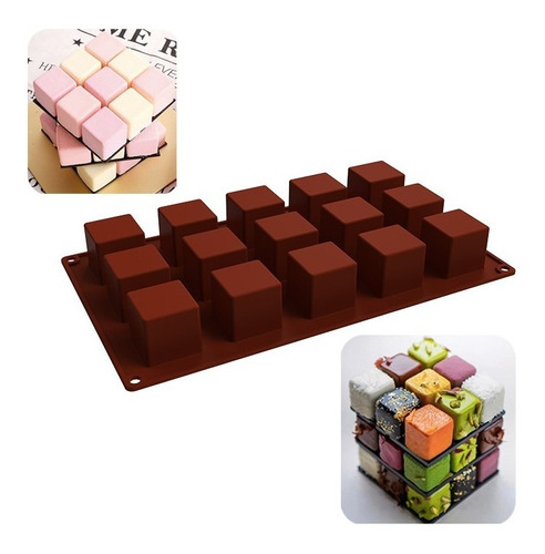 Molde Silicona 15 Cubos Cuadrado Smak Chocolate Jabón Resina