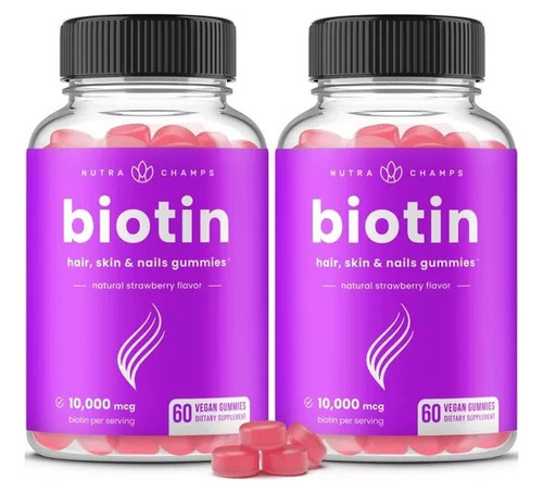 Biotina Gummies 10,000mcg Highest Potency For Healthy Hair,