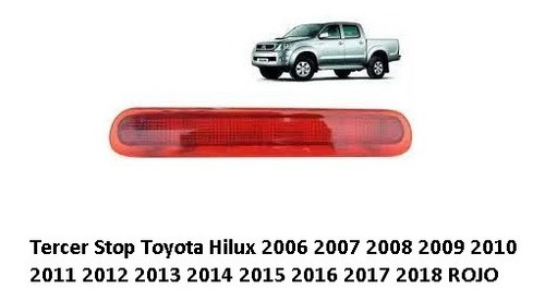 Tercer Stop Toyota Hilux 2012 2013 2014 2015 2016 2018 Rojo