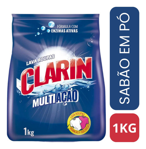Kit 2 Sabão Em Pó Clarin Roupas Brancas E Coloridas Pct 1kg