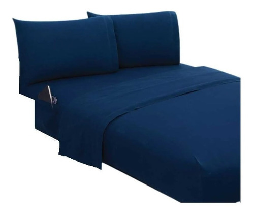Juego Sabana Suavitec Cama King Size Azul Marino Concord