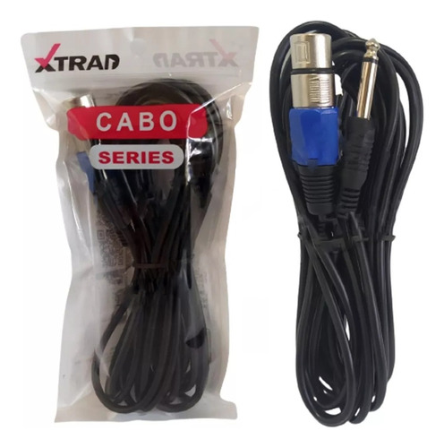 Kit 3 Cabos Microfone P10 Mono X Xlr Fêmea 5 Metros Xtrad