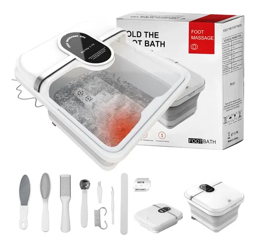 Tina Spa Para Masajeadora Pies Plegable Burbujas Calor Blanco