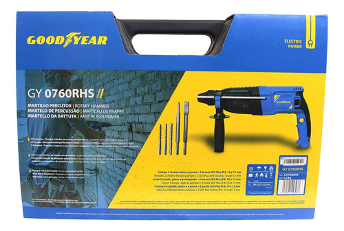 Taladro Rotomartillo Goodyear Gy0760rhs 780w Sds Plus Azul 60hz