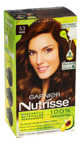  2 Pzs Garnier Tinte Permanente Dama Nutrisse 53 Nuez Tono Sin tono