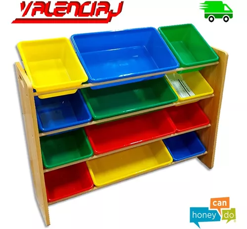 Honey-Can-Do Organizador de almacenamiento de juguetes para niños con 12  cubos de plástico, gris SRT-06475 gris