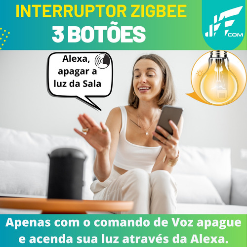Interruptor Inteligente 3 Botões Zigbee 4x2 Touch Alexa