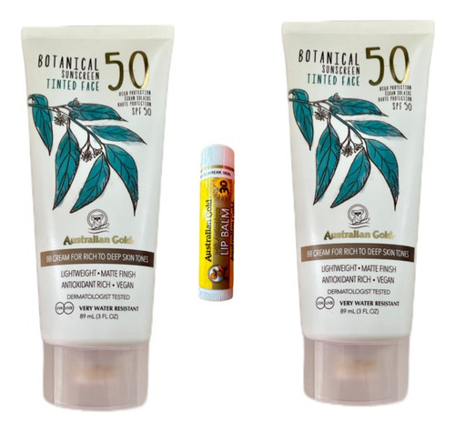 Australian Gold Botanical Spf50 Tinted Face Tono Oscuro X 2 