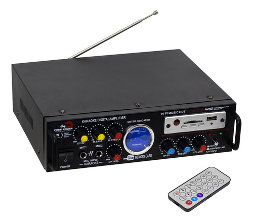 Mini Amplificador De Audio 100w 2 Mic Usb/sd/fm Free Power