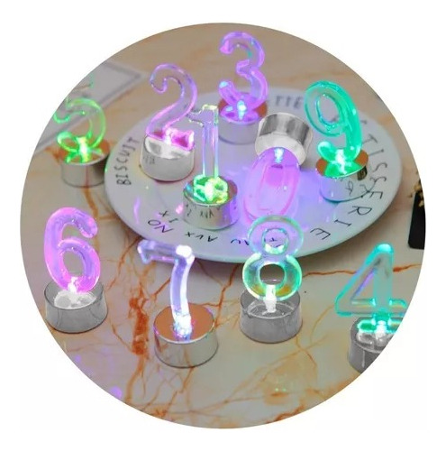 Set Números Led Multicolor Fiestas Torta Cumpleaños Rf 262-4