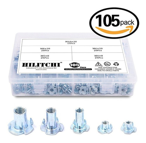 Kit Hilitchi 105-pcs M4 5 6 8 10 Acero Chapado En Zinc T-nut