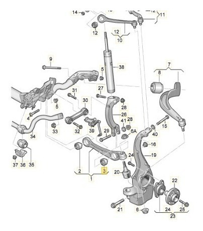 Imagen 5 de 11 de Buje Parrilla Suspension Delan. Febi Audi A4 A5 A6 A7 A8 Q5