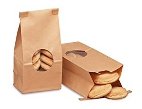 Panadería Bolsas Con Ventana 1lb Kraft Paquete De 25