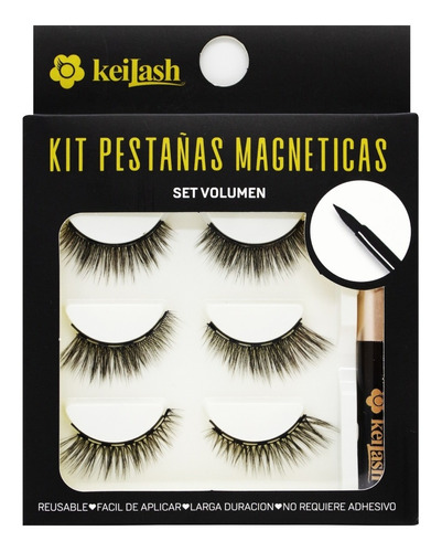 Keilash Pestañas Postizas Magnéticas Set Volumen Delineador