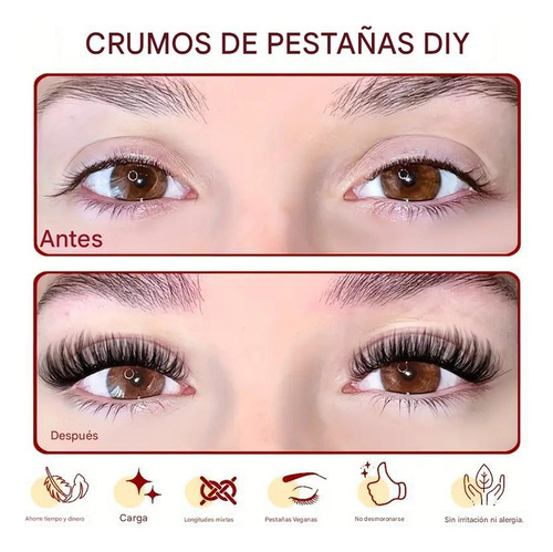 N Kit De Extensión De Pestañas Postizas Diy30d 40d 50d 9~16