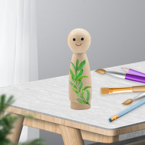 6 Figuras De Madera Sin Pintar Para Pintar Muñeco De Madera