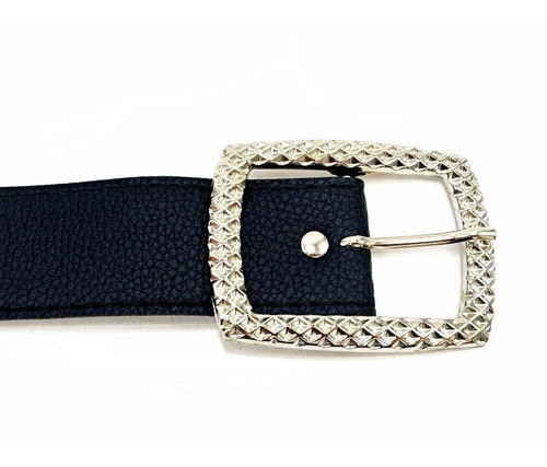 Imagen 4 de 8 de Cinturon Negro Mujer Eco Cuero Hebilla Niquel 39 Mm