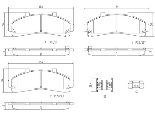 Set-4 Balatas Ceramica Delanteras Mazda B4000 4.0l V6 95/02