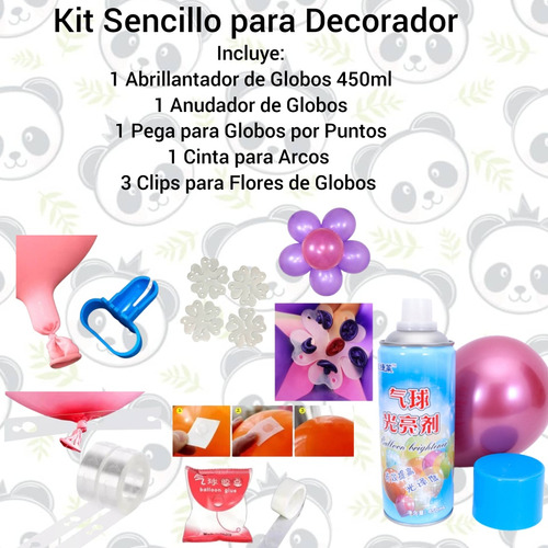 Abrillantador Globos 450ml + Pega Globos + Cadena Para Arcos