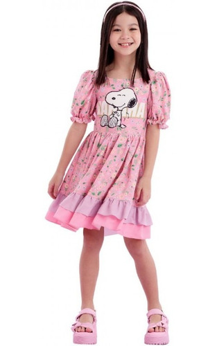 Imagem 2 de 4 de Vestido Petit Cherie Snoopy Rosa Fun Flower Field 21012