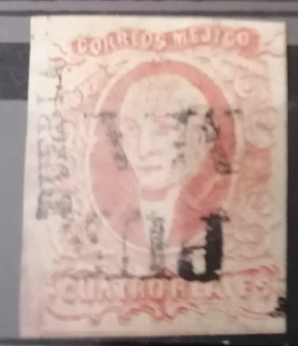 Hidalgo 4 Reales 1856 Dist. Puebla Primer Emisión Mexicana