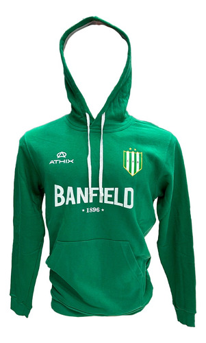 Buzo Canguro De Algodon De Banfield Athix Con Capucha Verde