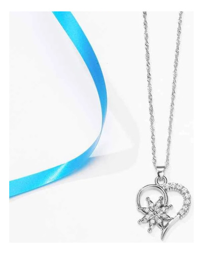 Set Plata 925 Corazon Sol Collar Pendientes Aros Dama Joyas