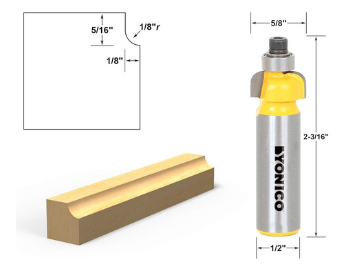 13151 Cove Edge Forming Router Bit, Radius 1/8 , 1/2 S...
