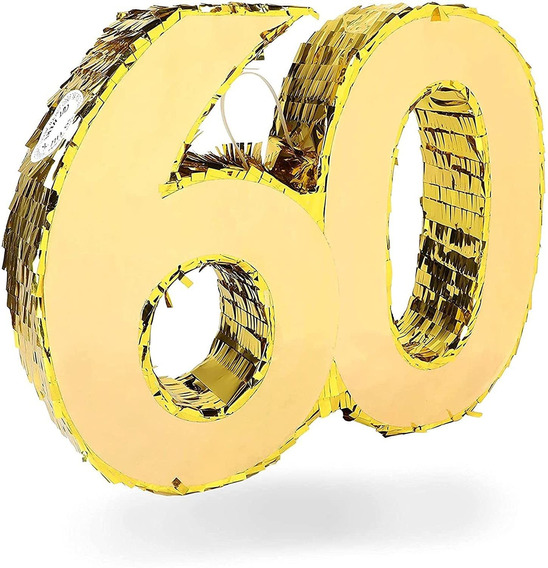 Piñata pequeña con número 7 lámina dorada, 40,6 x 27,9 x 7,6 cm Juvale 