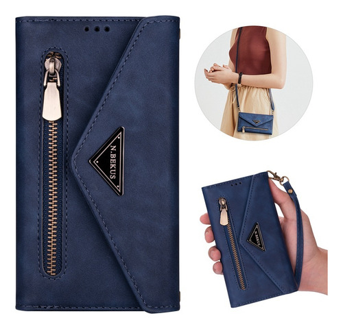 Funda Tipo Cartera Con Cierre De Piel Tipo Bandolera For