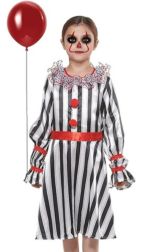 Disfraz Payaso Circo Rayas Espeluznante Halloween Para Niñas