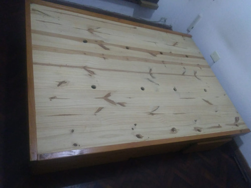 Cama 2 Plazas Madera Pino 6 Cajon + Mesa Aux.+ Cajonera Leer Marrón (Usado)