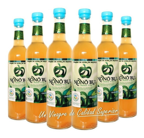 6 Pack Vinagre De Sidra De Manzana Orgánico Con Nata Madre