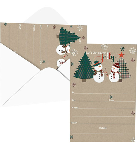 Snow Fun - Invitaciones Y Sobres De Navidad (25 Unidades) De