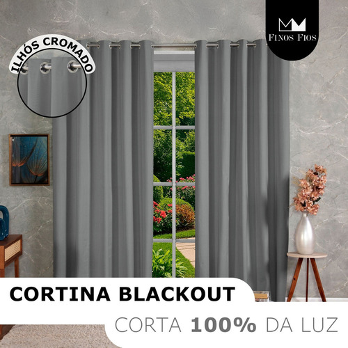 Cortina Blackout 100% Em Tecido + Pvc 3,00m X 2,70m Cinza