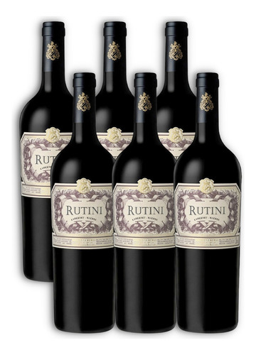 Vino Malbec Cabernet 750ml Rutini Pack X6