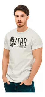 Camiseta Camisa Star Labs The Flash Off White Masculina