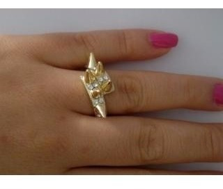 Imagem 5 de 5 de Anel Aberto Dourado Spikes