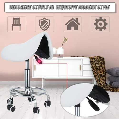Taburete Giratorio Para Salón De Belleza Con Respaldo Ajusta