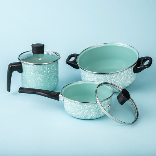 Imagen 9 de 9 de Batería De Cocina Cinsa Granito Jade Menta 15 Piezas