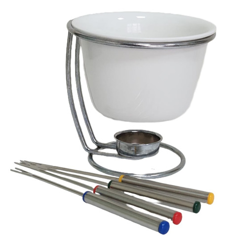 Jogo Para Fondue De Porcelana Com Suporte De Metal 450 Ml