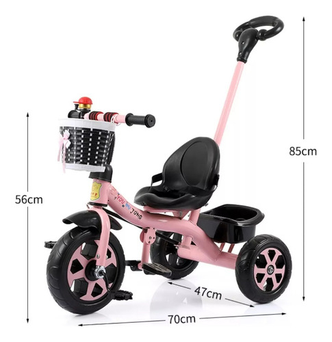 Triciclo Bici. Metálico Infantil 2 En 1 Con Cinturón Seg.